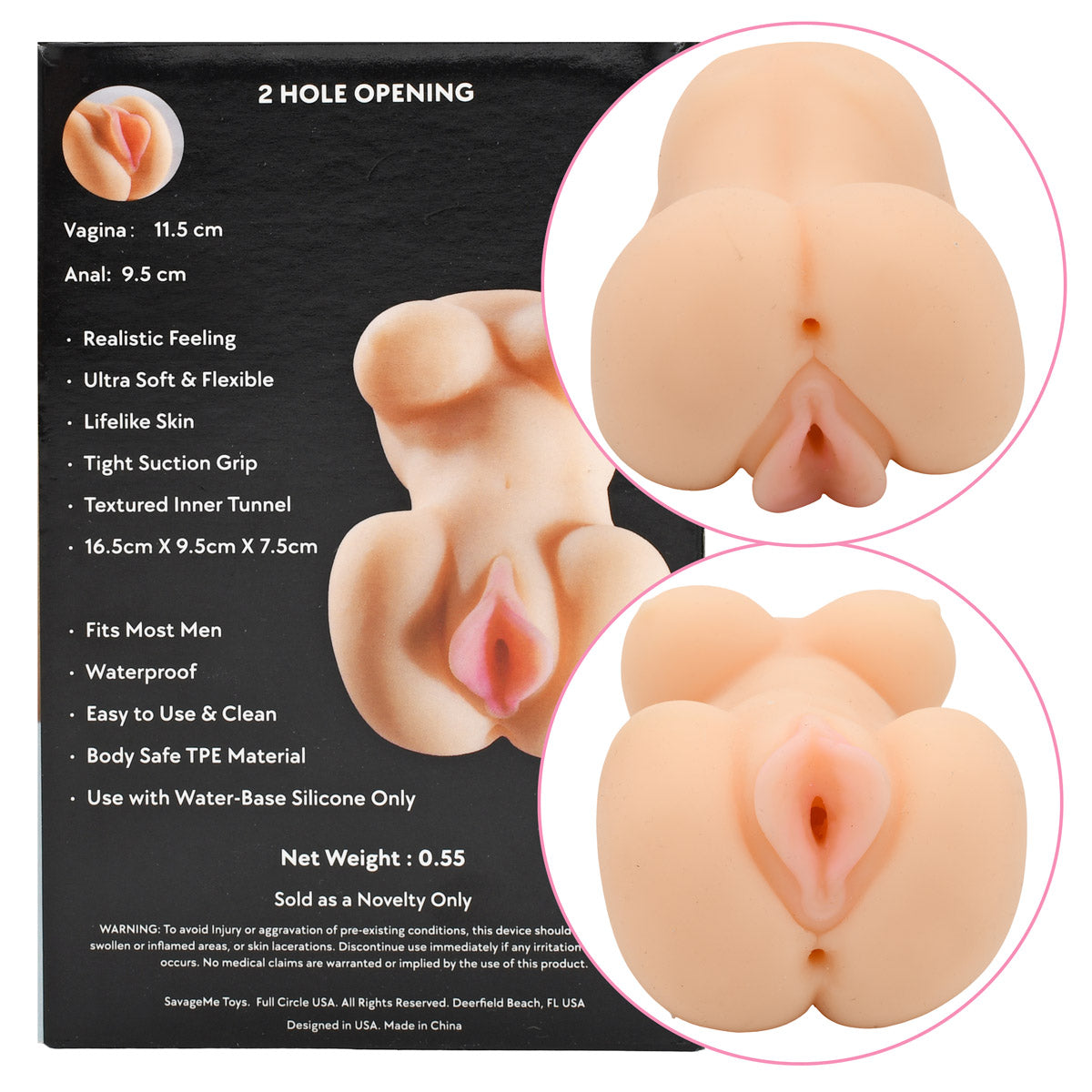 Brittany 2-Hole Pocket Pussy Stroker - Sugar Babes Vagina & Anal Masturbator